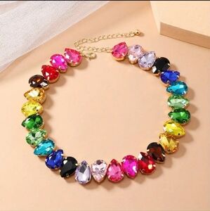 Exaggerated Colorful Rhinestone Choker Necklace